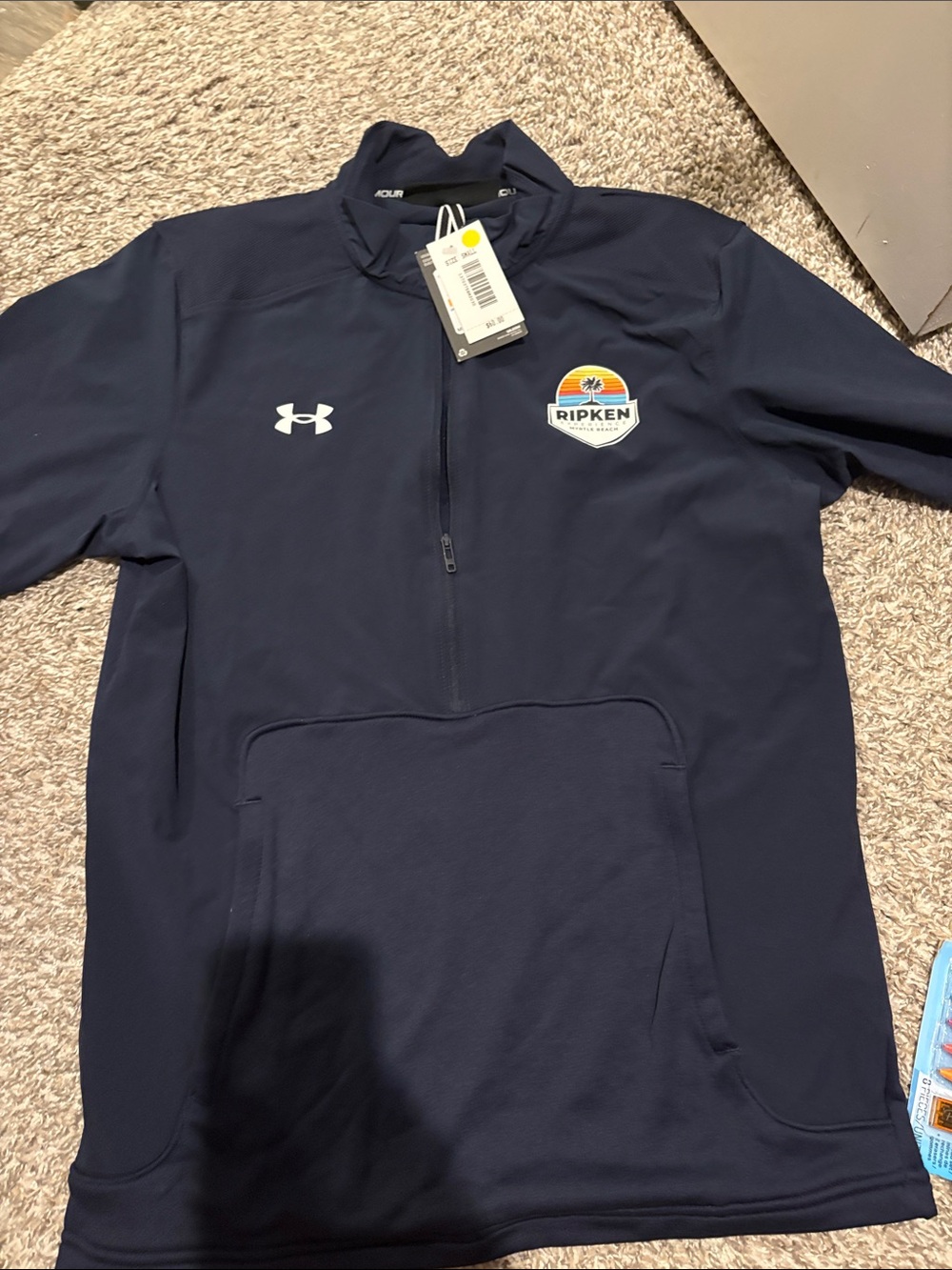 NWT Under Armour Navy Blue Pullover with Ripken Patch Small